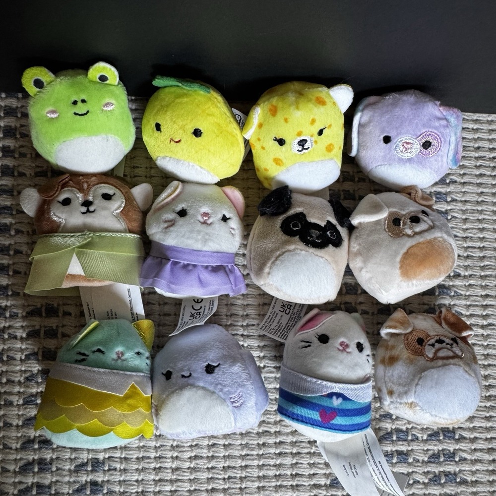 Lot of 12 Squishville By Squishmallows Adorable Tiny 2" Plush Stuffed Animals